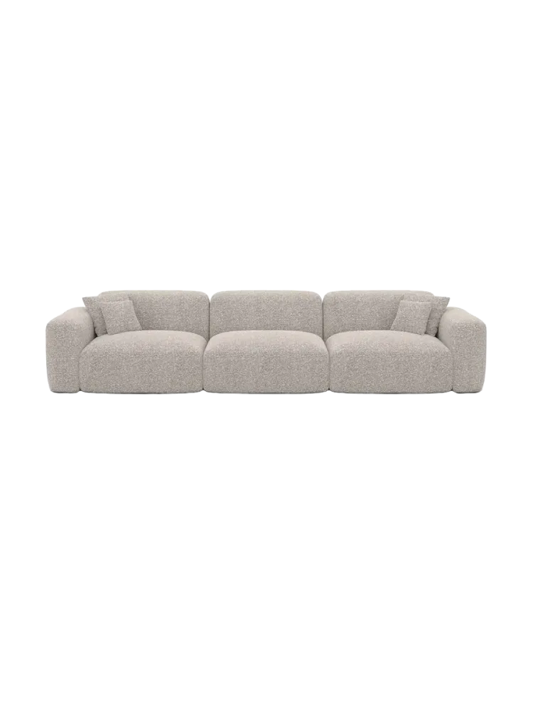4-Sitzer Design Sofa „Aras“ mit Bouclé-Bezug Bouclé Toffee BLOOMINGLOFT Collection