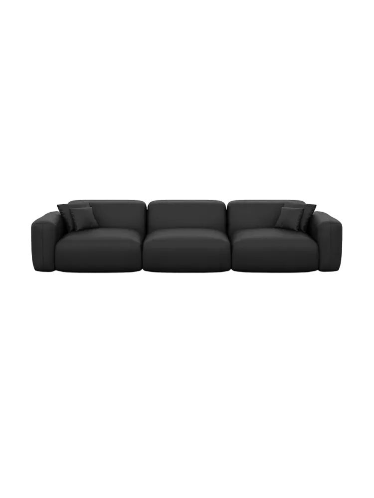 4-Sitzer Design Echtleder Sofa „Aras“ Echtleder Schwarz BLOOMINGLOFT Collection