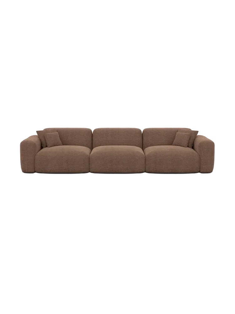 4-Sitzer Design Sofa „Aras“ mit Strukturstoff-Bezug Strukturstoff Braun BLOOMINGLOFT Collection