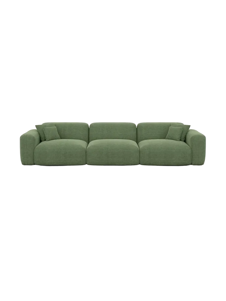 4-Sitzer Design Sofa „Aras“ mit Strukturstoff-Bezug Strukturstoff Grün BLOOMINGLOFT Collection