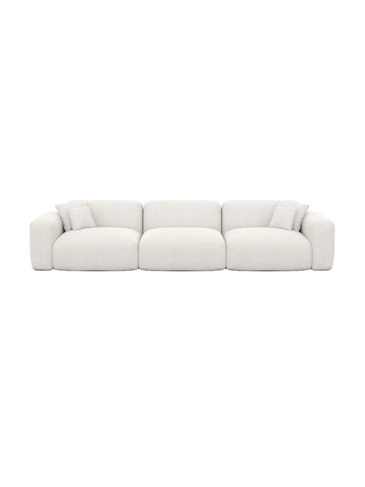 4-Sitzer Design Sofa „Aras“ mit Strukturstoff-Bezug Strukturstoff Weiss BLOOMINGLOFT Collection