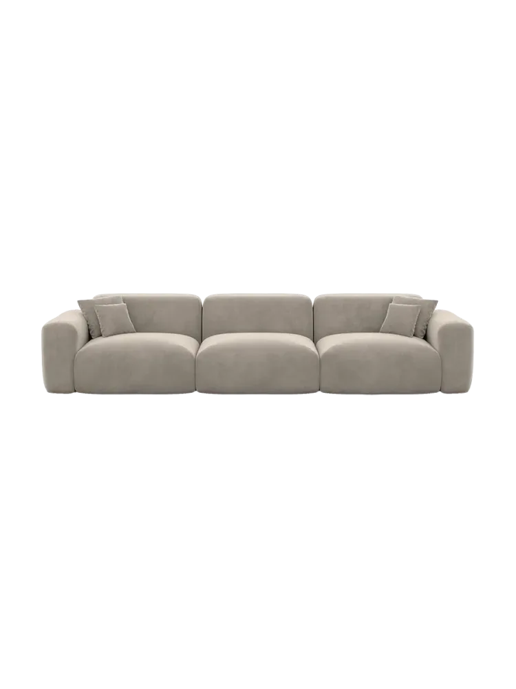 4-Sitzer Design Sofa „Aras“ mit Samtbezug Samtbezug Beige dunkel BLOOMINGLOFT Collection