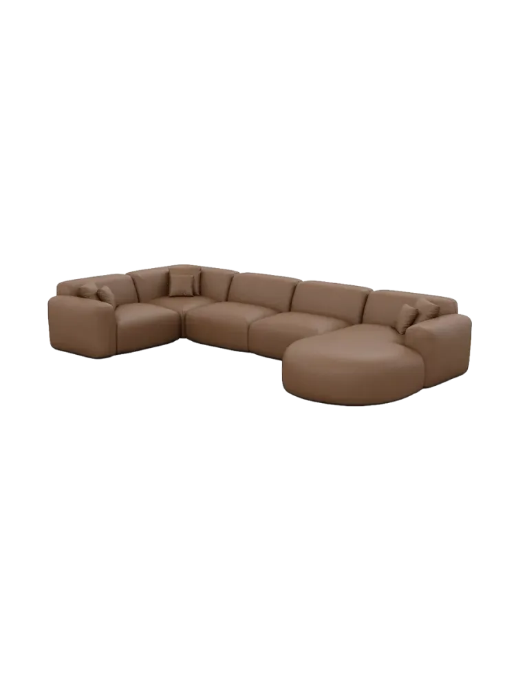 6-Sitzer Design Echtleder Panorama-Sofa „Aras XL“ Echtleder Choco Brown BLOOMINGLOFT Collection