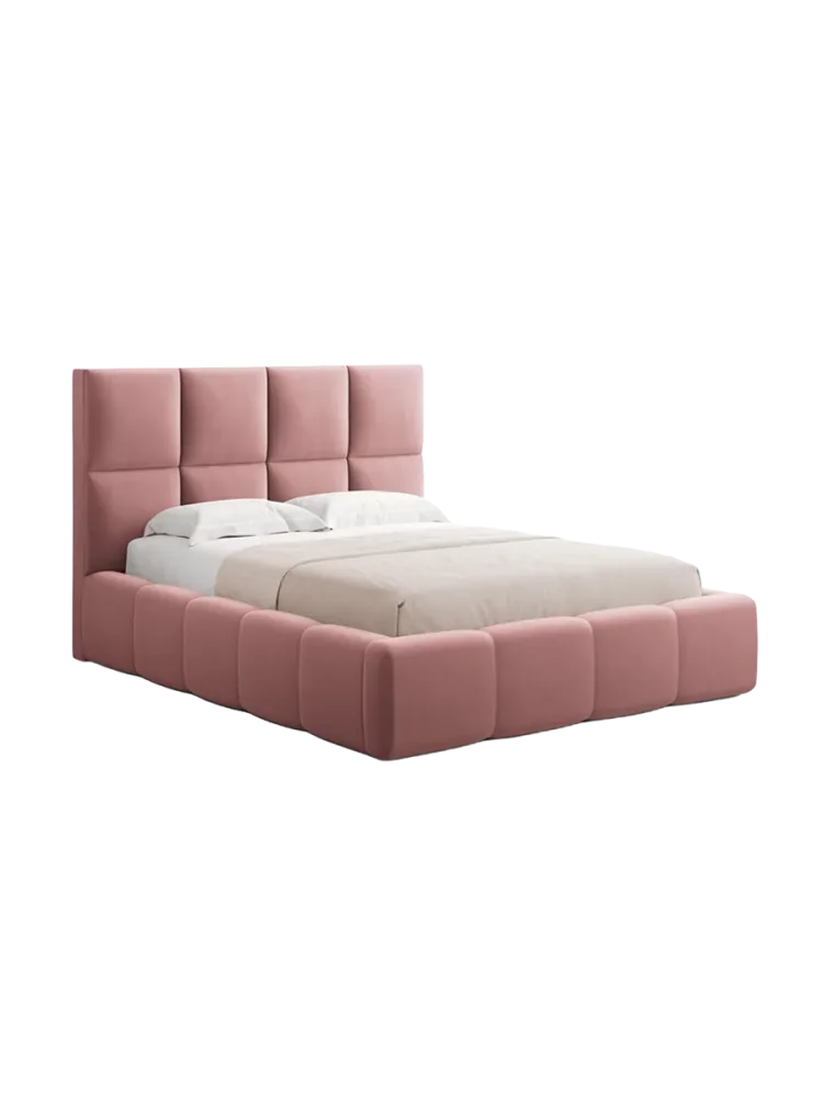Design Polsterbett „Isa“ mit Ablagefach, Samt Rosa chosen by Bloomingloft