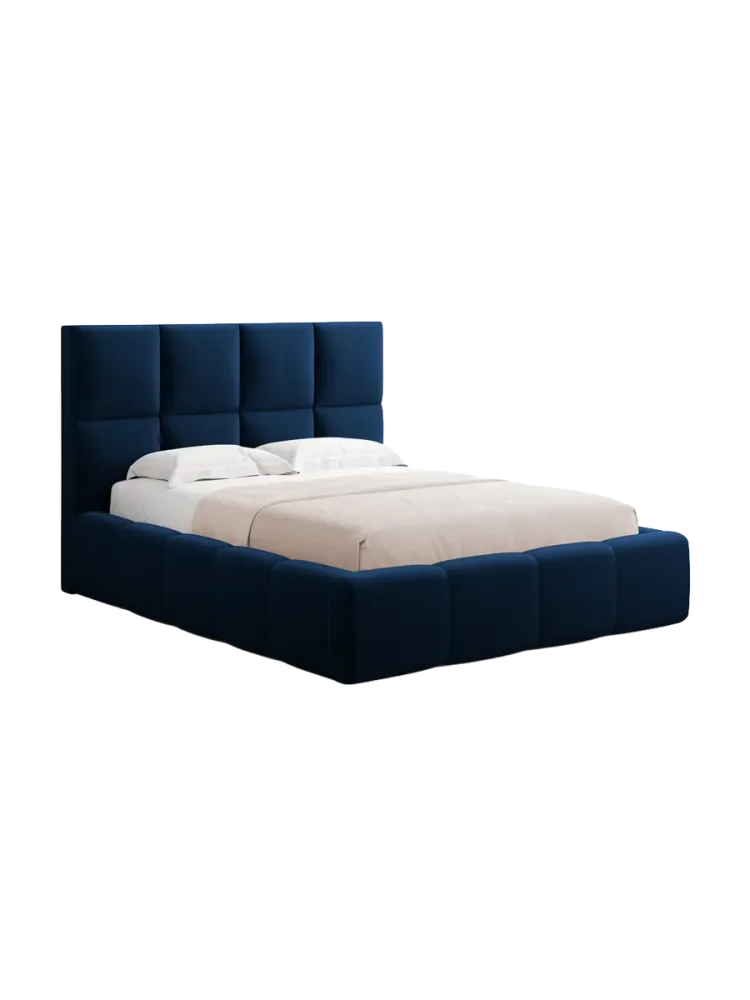 Design Polsterbett „Isa“ mit Ablagefach, Samt Königsblau chosen by Bloomingloft