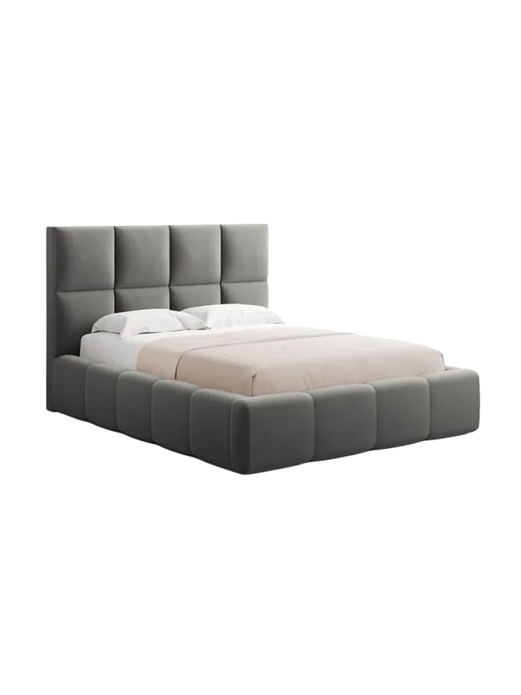 Design Polsterbett „Isa“ mit Ablagefach, Samt Hellgrau chosen by Bloomingloft