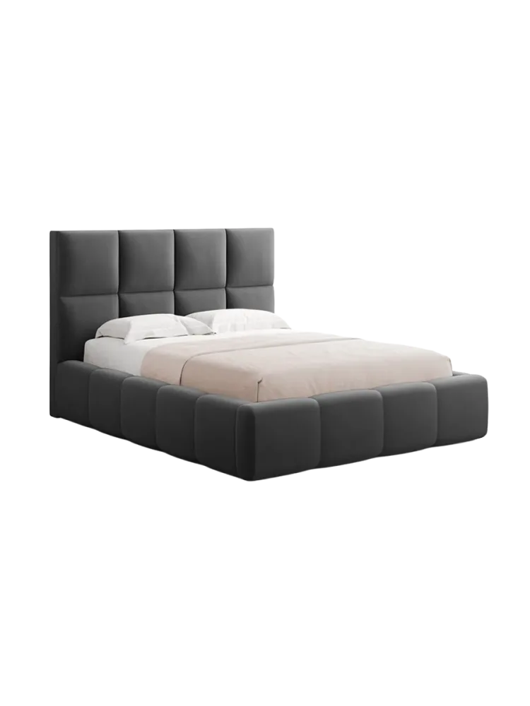 Design Polsterbett „Isa“ mit Ablagefach, Samt Grau chosen by Bloomingloft