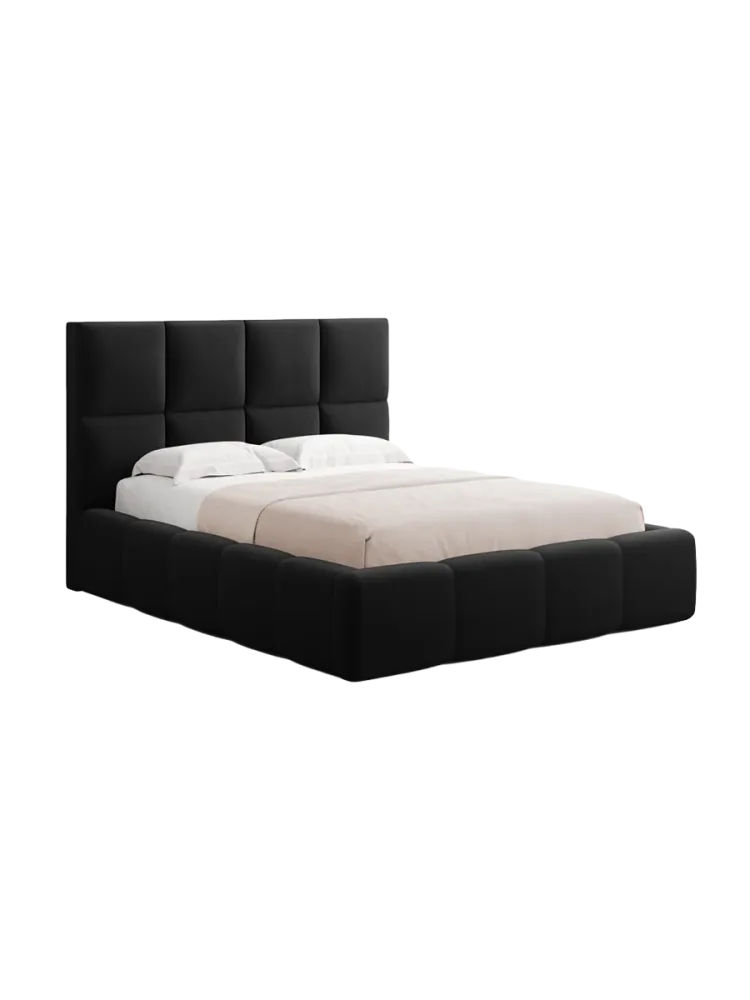 Design Polsterbett „Isa“ mit Ablagefach, Samt Schwarz chosen by Bloomingloft