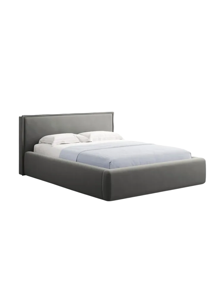 Design Polsterbett „Tena“ mit Ablagefach, Samt Hellgrau chosen by Bloomingloft