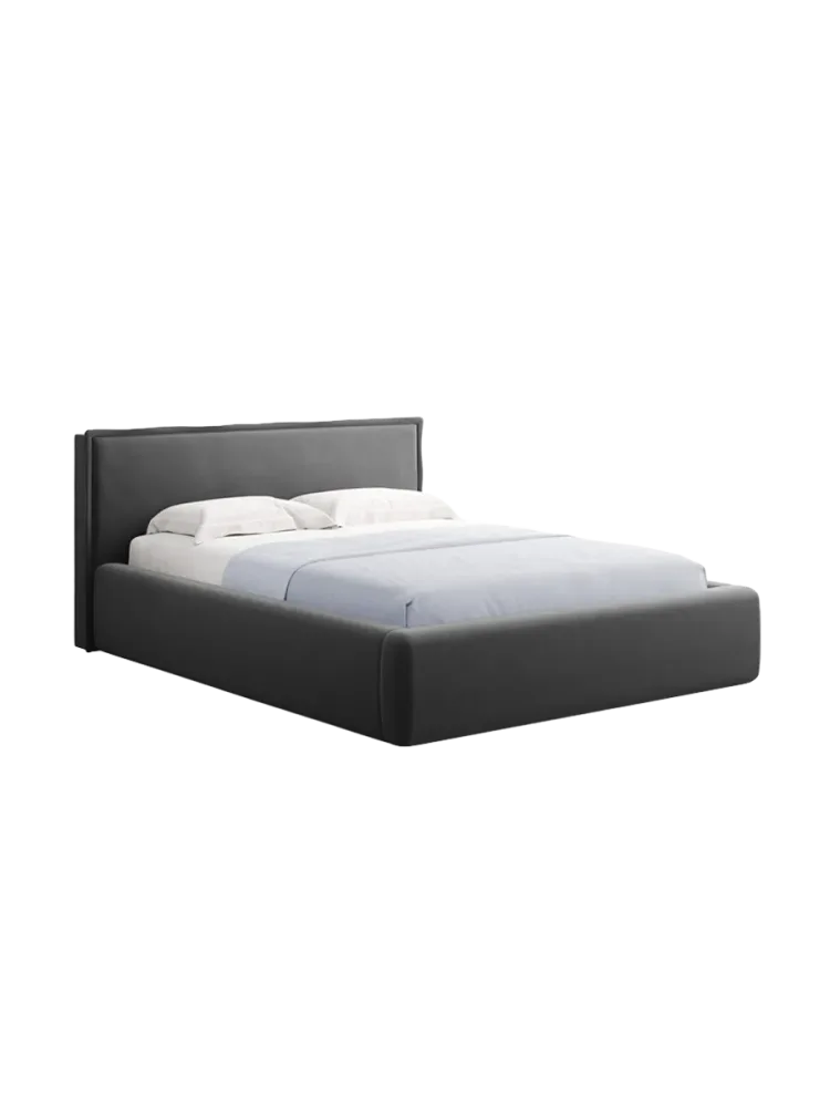 Design Polsterbett „Tena“ mit Ablagefach, Samt Grau chosen by Bloomingloft