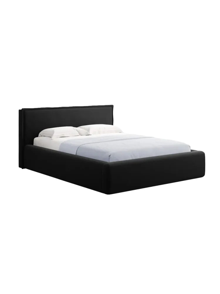 Design Polsterbett „Tena“ mit Ablagefach, Samt Schwarz chosen by Bloomingloft