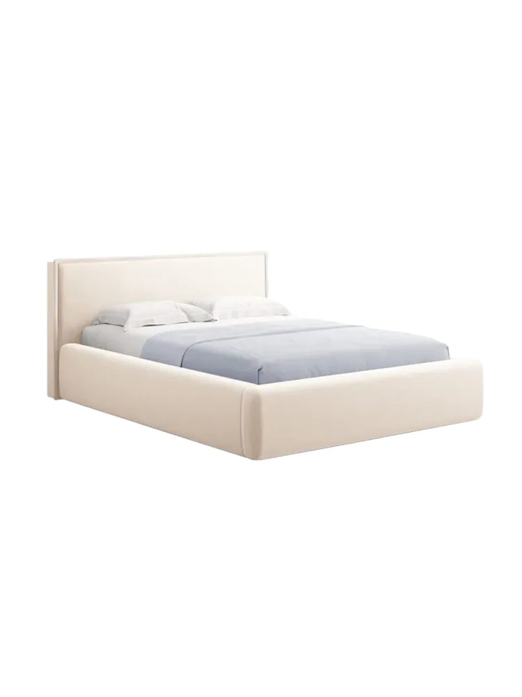 Design Polsterbett „Tena“ mit Ablagefach, Samt Light Beige chosen by Bloomingloft