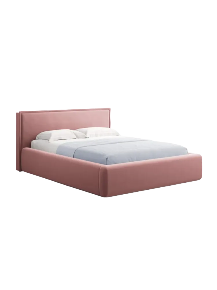 Design Polsterbett „Tena“ mit Ablagefach, Samt Rosa chosen by Bloomingloft
