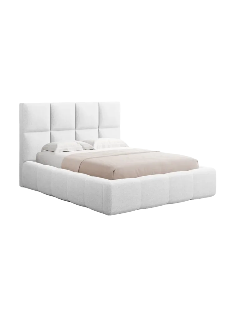 Design Polsterbett „Isa“ mit Ablagefach, Strukturstoff Hellgrau chosen by Bloomingloft