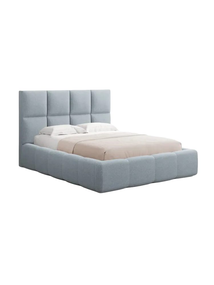 Design Polsterbett „Isa“ mit Ablagefach, Strukturstoff Hellblau chosen by Bloomingloft