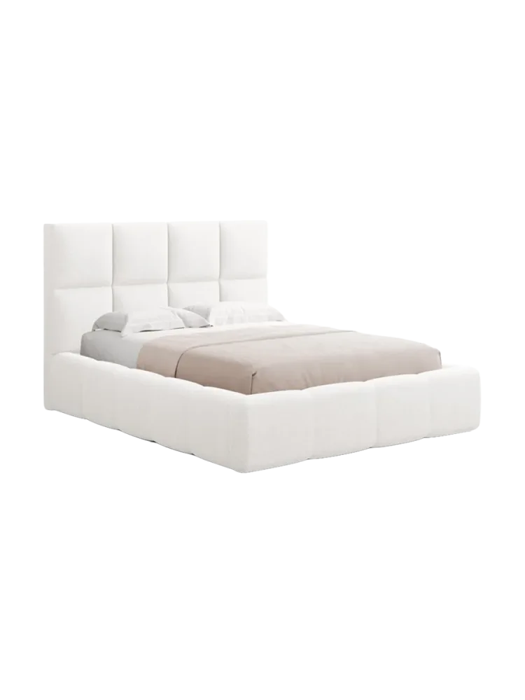 Design Polsterbett „Isa“ mit Ablagefach, Strukturstoff Ivory chosen by Bloomingloft