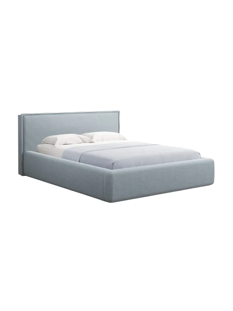 Design Polsterbett „Tena“ mit Ablagefach, Strukturstoff Hellblau chosen by Bloomingloft