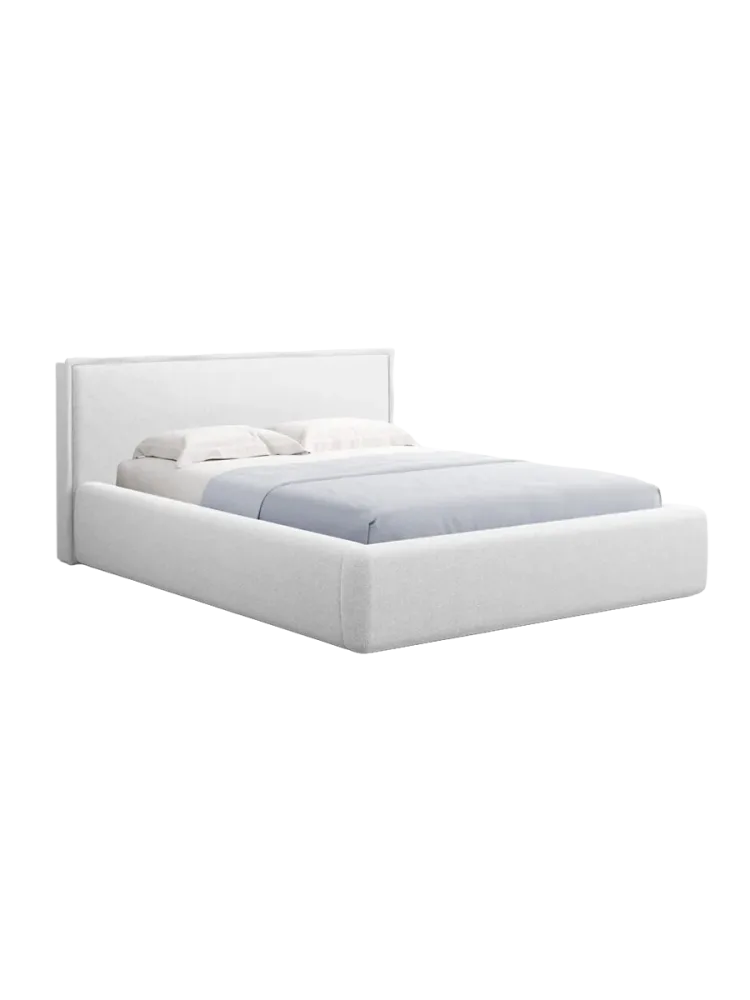 Design Polsterbett „Tena“ mit Ablagefach, Strukturstoff Hellgrau chosen by Bloomingloft