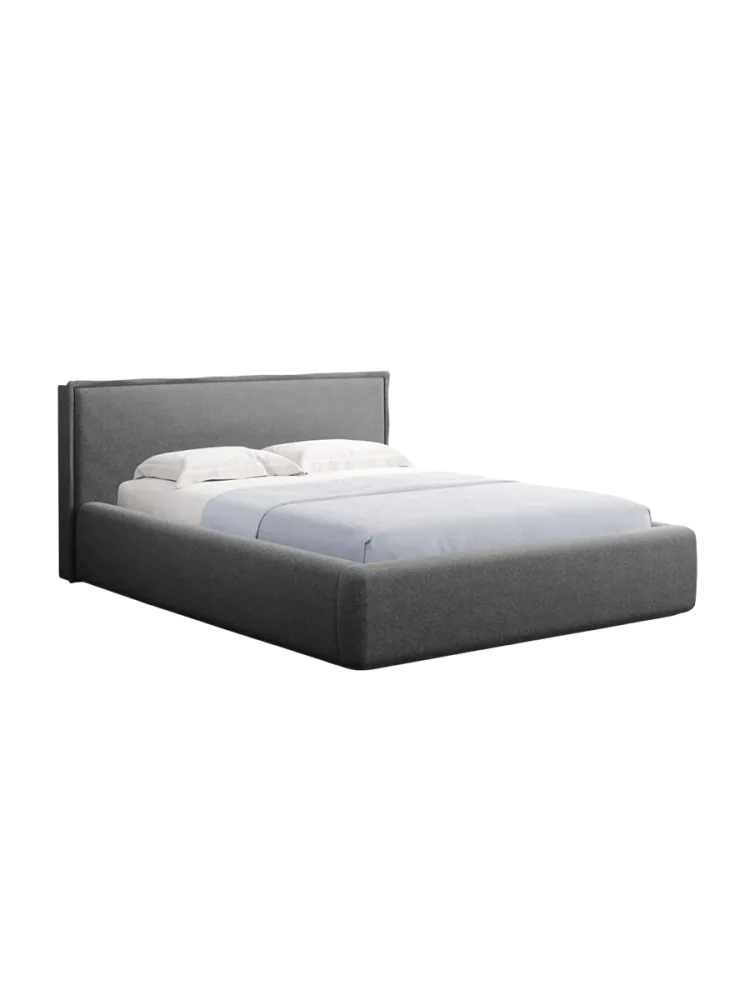Design Polsterbett „Tena“ mit Ablagefach, Strukturstoff Dunkelgrau chosen by Bloomingloft