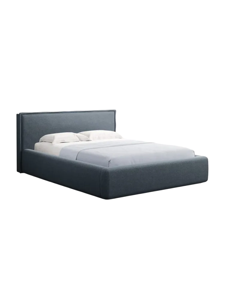 Design Polsterbett „Tena“ mit Ablagefach, Strukturstoff Dunkelblau chosen by Bloomingloft
