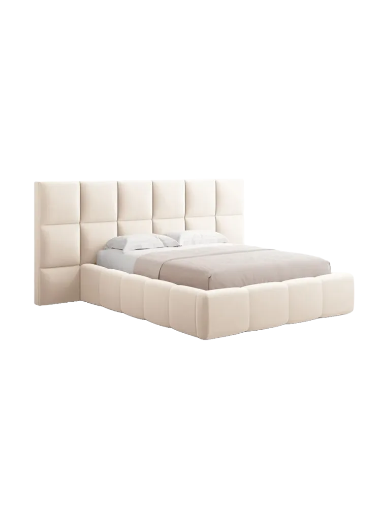 Design Polsterbett „Isa XL“ mit Ablagefach, Samt Light Beige chosen by Bloomingloft