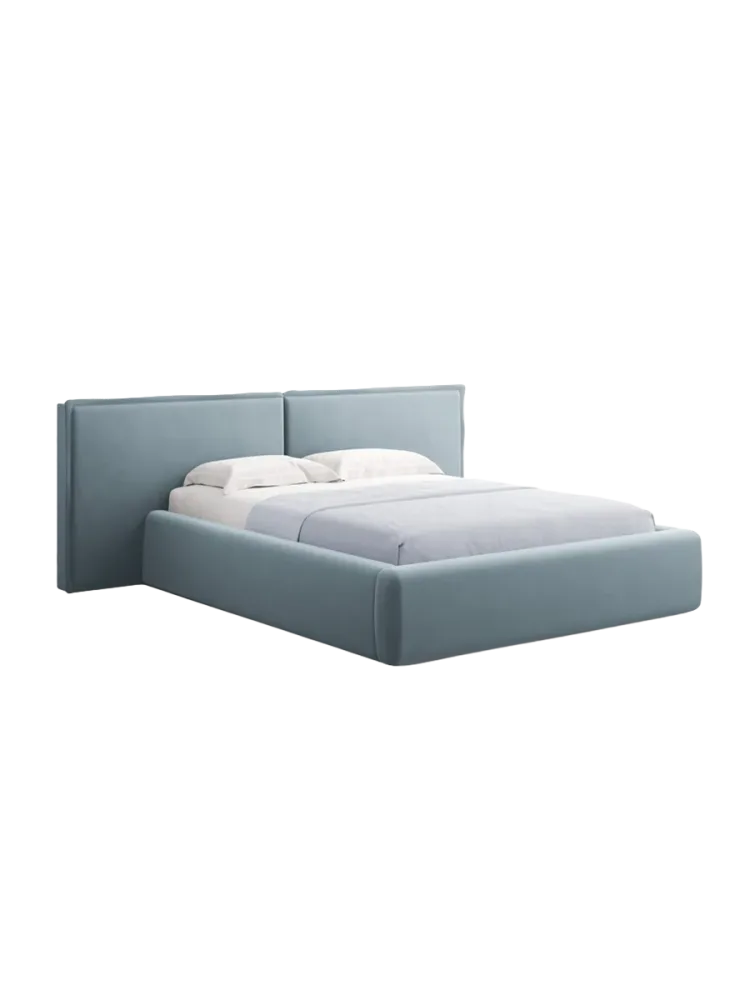 Design Polsterbett „Tena XL“ mit Ablagefach, Samt Hellblau chosen by Bloomingloft