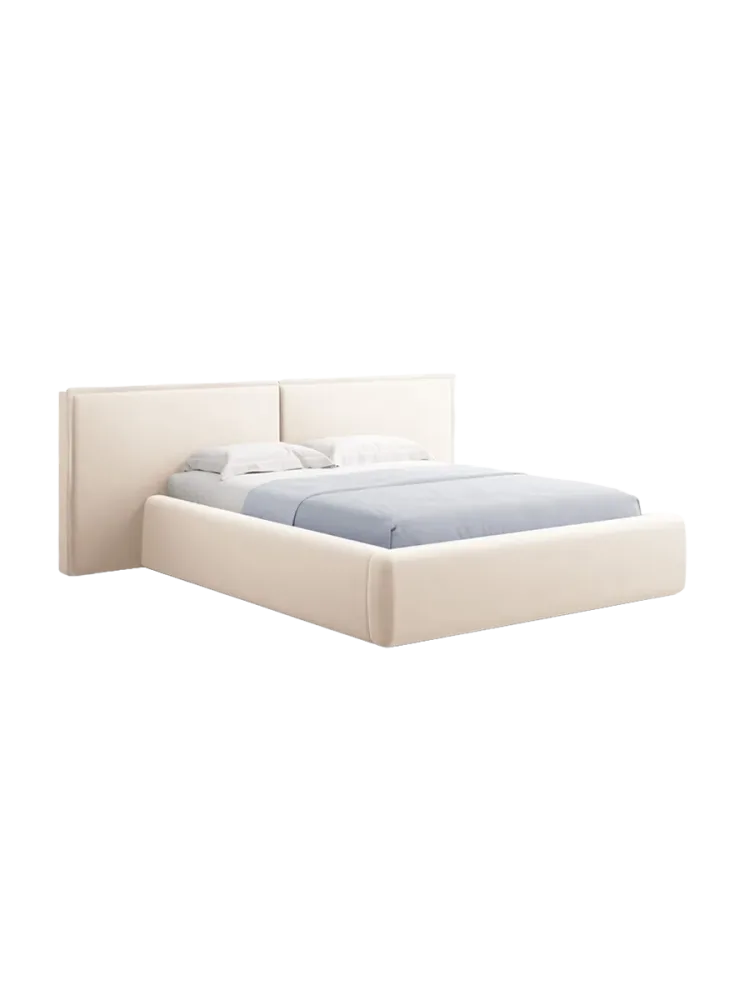Design Polsterbett „Tena XL“ mit Ablagefach, Samt Light Beige chosen by Bloomingloft