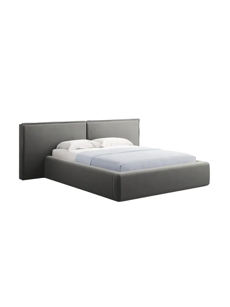 Design Polsterbett „Tena XL“ mit Ablagefach, Samt Hellgrau chosen by Bloomingloft