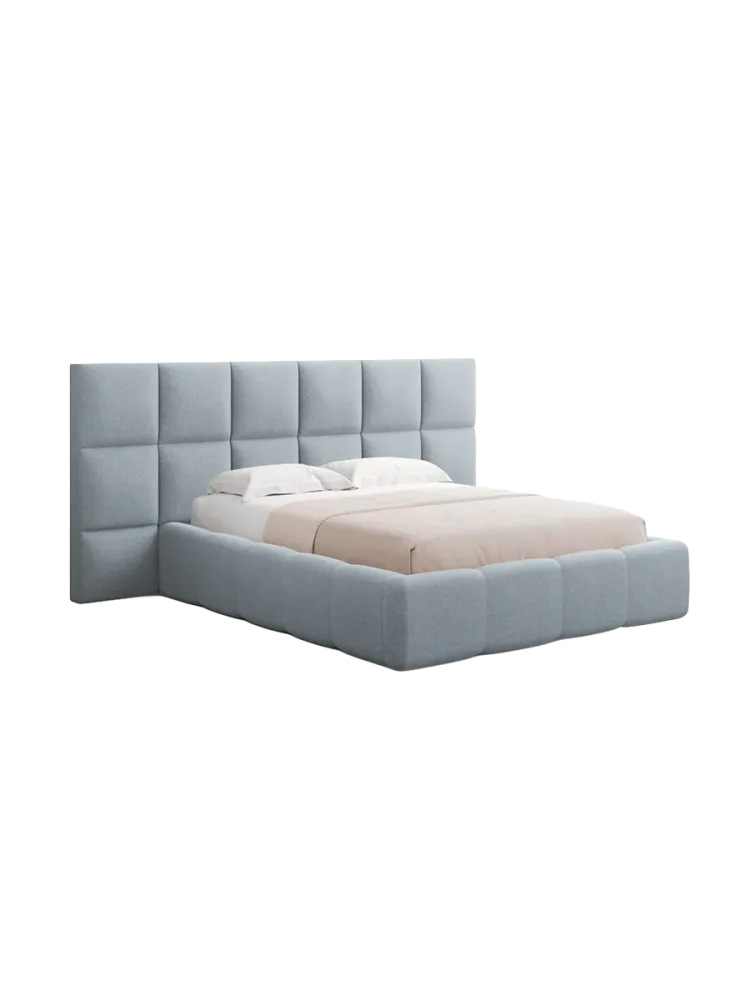 Design Polsterbett „Isa XL“ mit Ablagefach, Strukturstoff Hellblau chosen by Bloomingloft