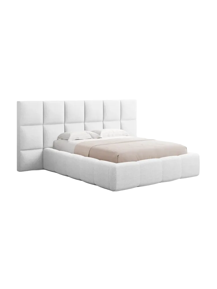 Design Polsterbett „Isa XL“ mit Ablagefach, Strukturstoff Hellgrau chosen by Bloomingloft