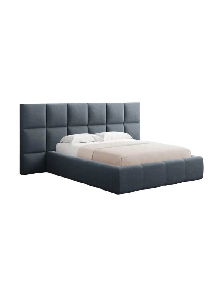 Design Polsterbett „Isa XL“ mit Ablagefach, Strukturstoff Dunkelblau chosen by Bloomingloft