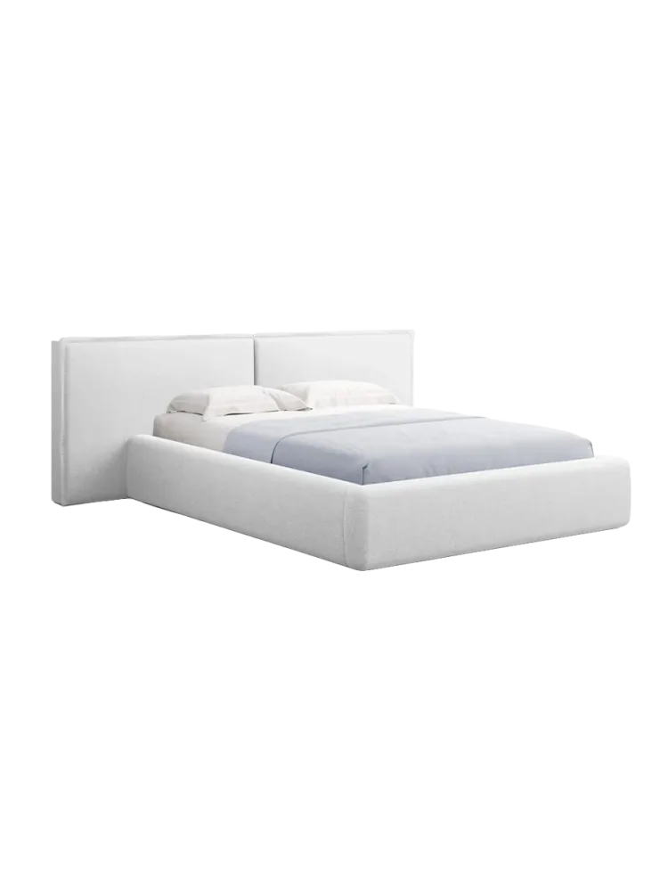Design Polsterbett „Tena XL“ mit Ablagefach, Strukturstoff Hellgrau chosen by Bloomingloft