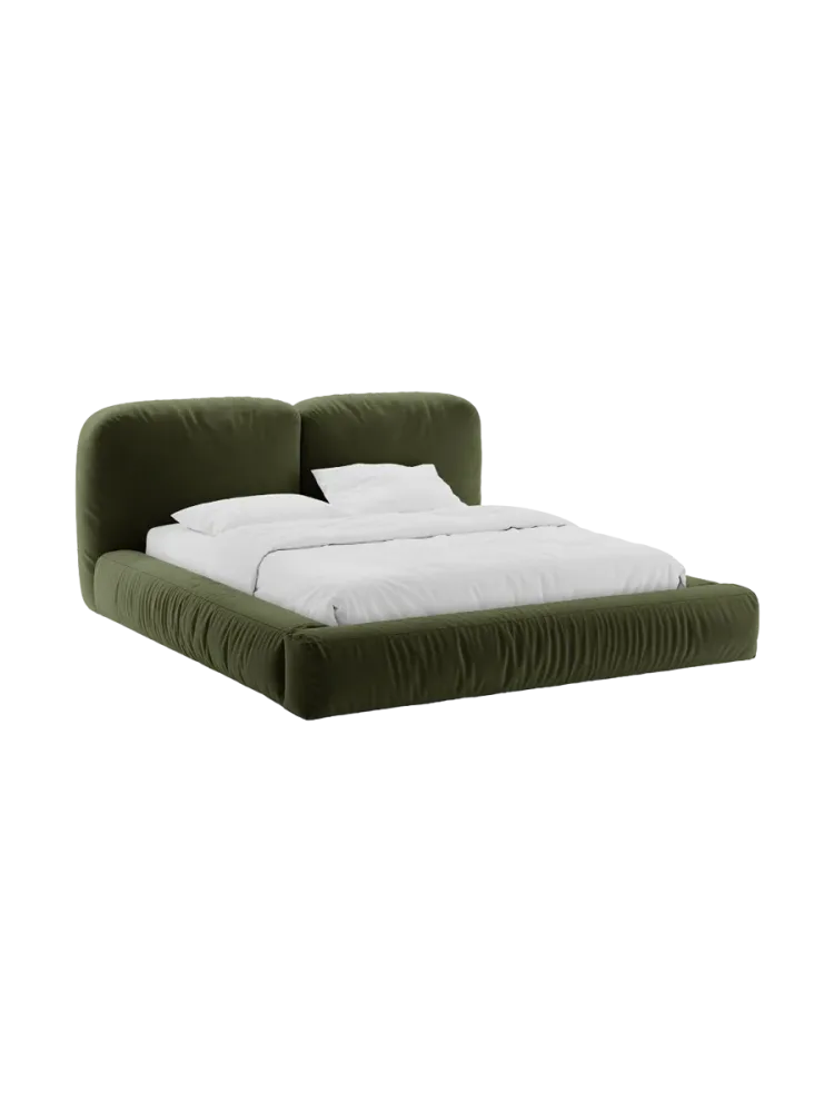 Design Polsterbett „Martina“ mit Ablagefach, Samt Grün Micadoni