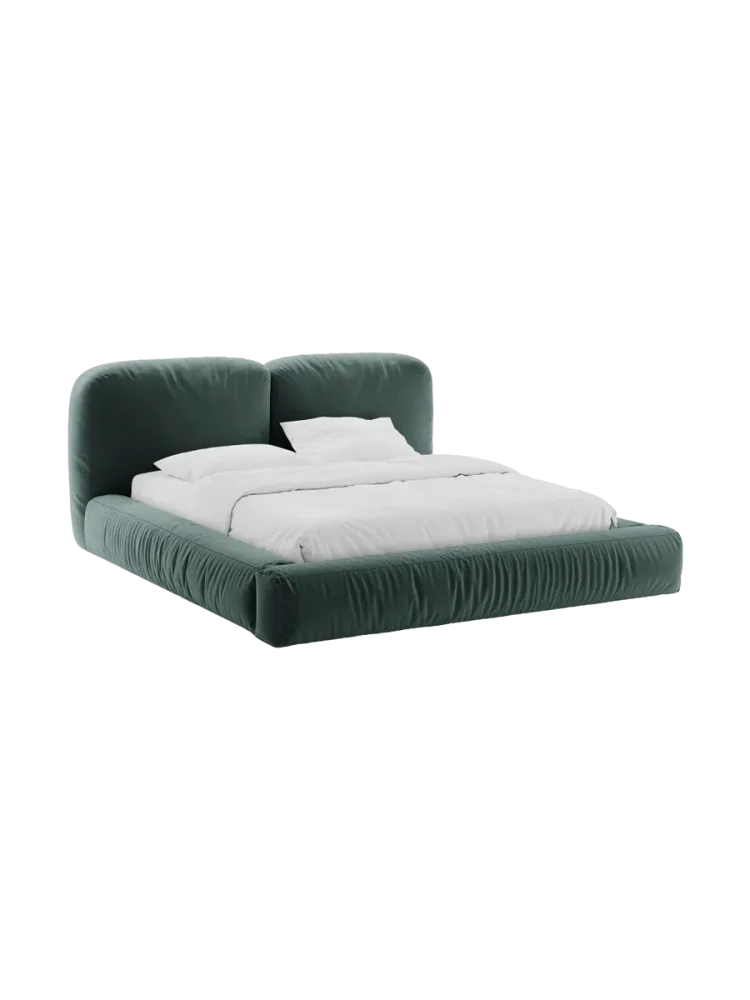 Design Polsterbett „Martina“ mit Ablagefach, Samt Petrol Micadoni