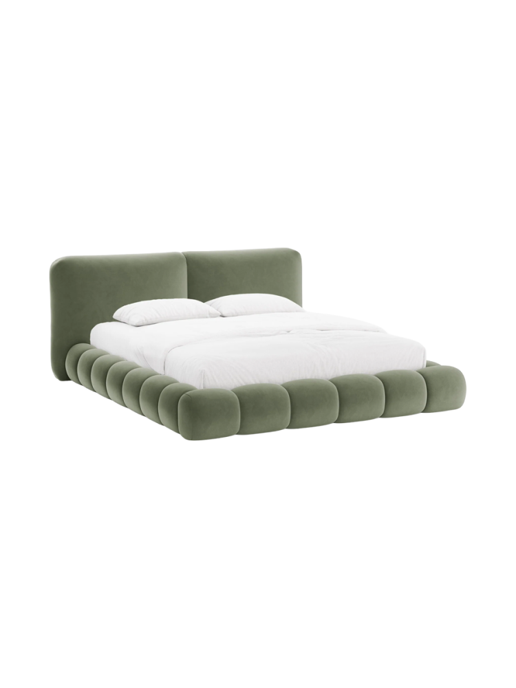 Design Polsterbett „Solange“ mit Ablagefach - Samt Grün Chosen by Bloomingloft