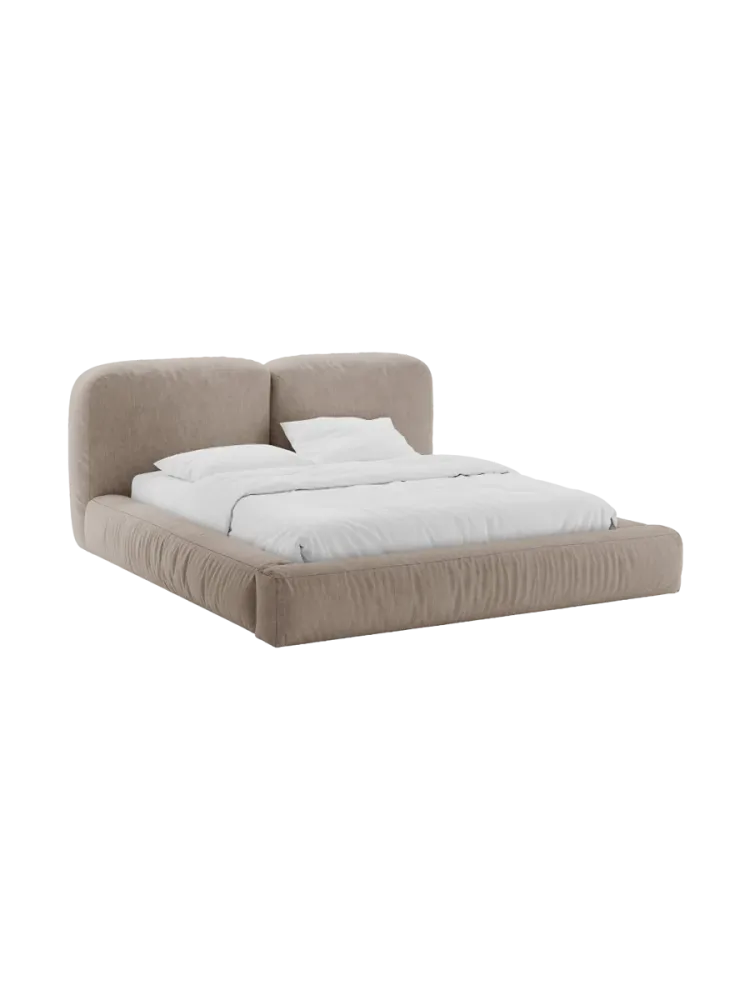 Design Polsterbett „Martina“ mit Ablagefach, Strukturstoff Moosgrün Micadoni