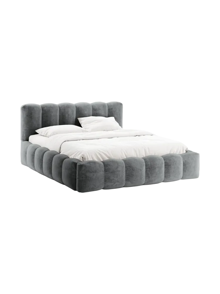 Design Polsterbett „Lupine“ mit Ablagefach - Chenille Platinum Chosen by Bloomingloft