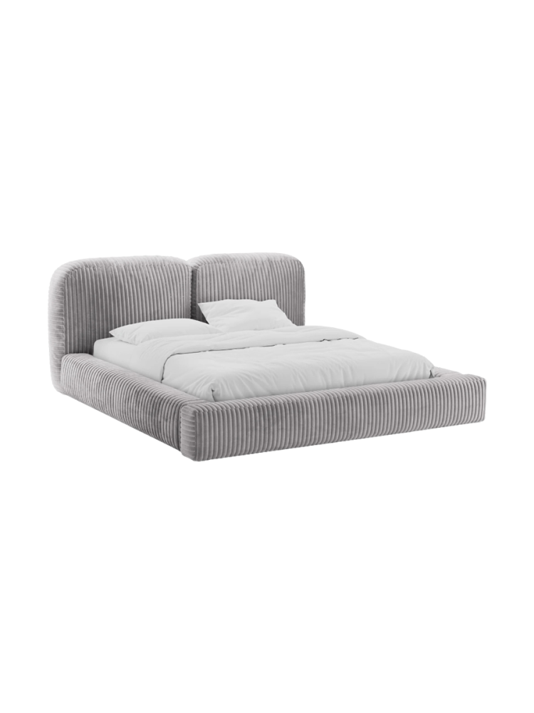 Design Polsterbett „Martina“ mit Ablagefach, Cord Hellgrau Micadoni