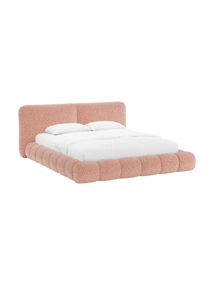 Design Polsterbett „Solange“ mit Ablagefach - Chenille Rosa Chosen by Bloomingloft