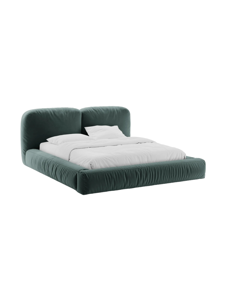 Design Polsterbett „Martina“ mit Ablagefach, Samt Petrol Micadoni
