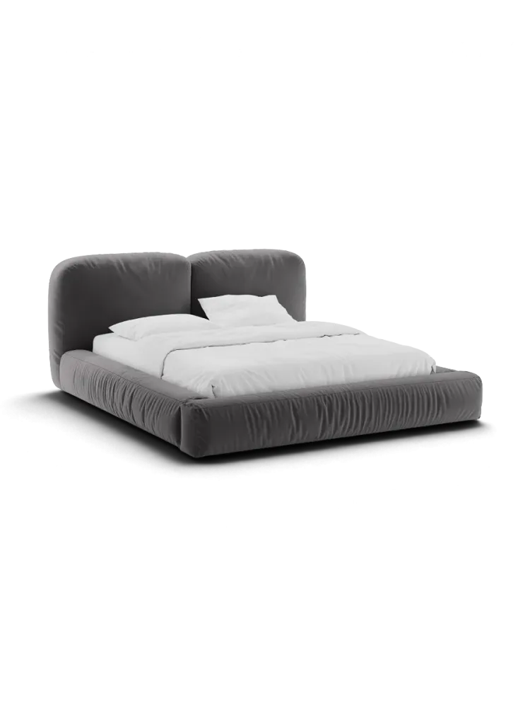 Design Polsterbett „Martina“ mit Ablagefach, Samt Grau Micadoni