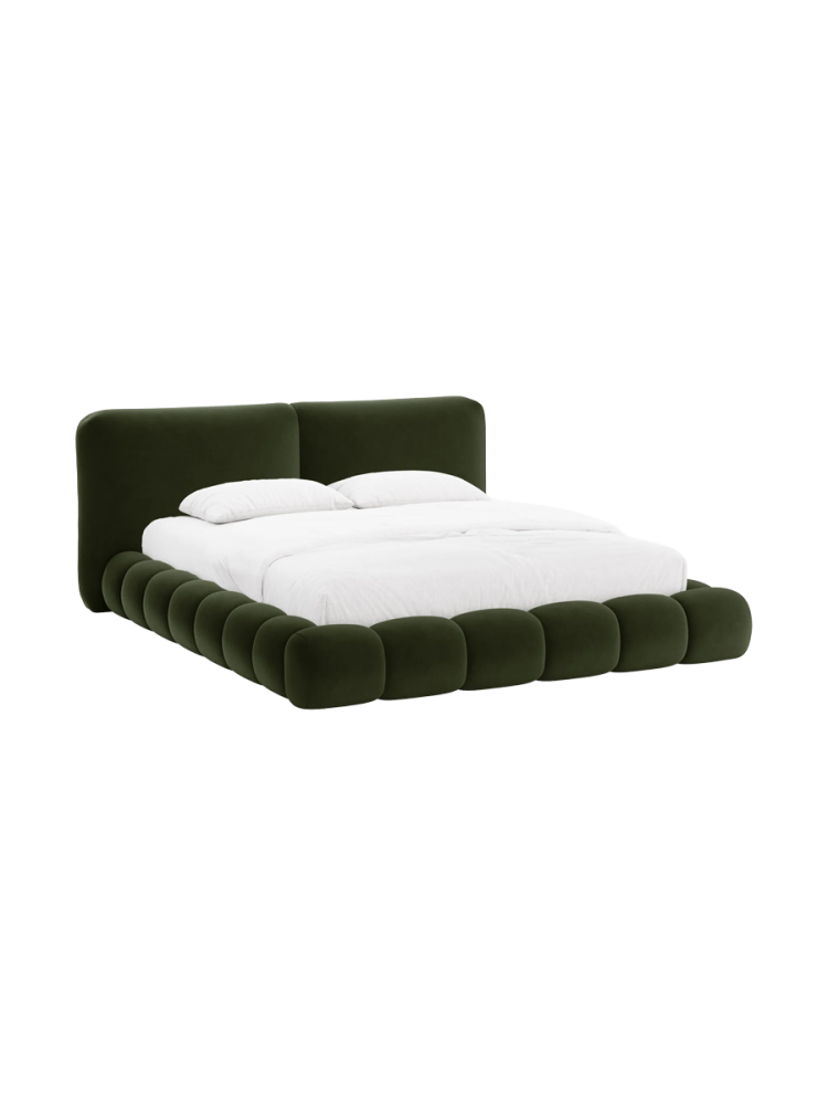 Design Polsterbett „Solange“ mit Ablagefach - Samt Armeegrün Chosen by Bloomingloft