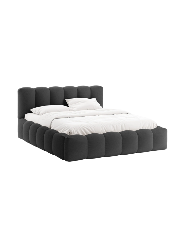 Design Polsterbett „Lupine“ mit Ablagefach - Strukturstoff Anthrazit Chosen by Bloomingloft