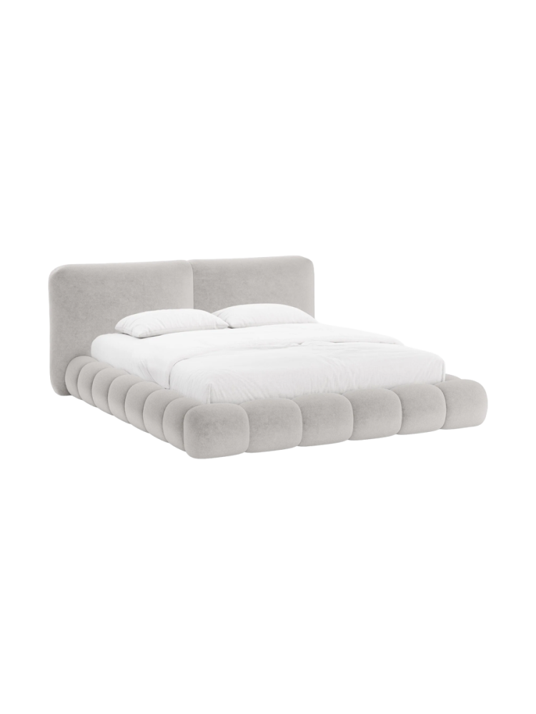 Design Polsterbett „Solange“ mit Ablagefach - Teddy Chenille Beige Chosen by Bloomingloft