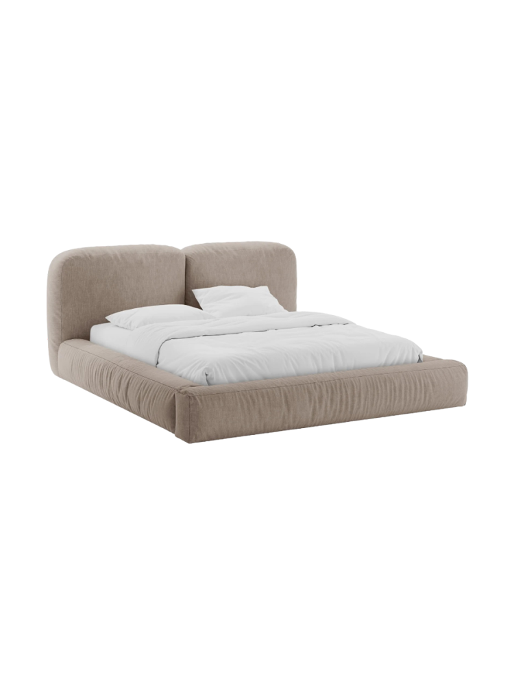 Design Polsterbett „Martina“ mit Ablagefach, Strukturstoff Moosgrün Micadoni