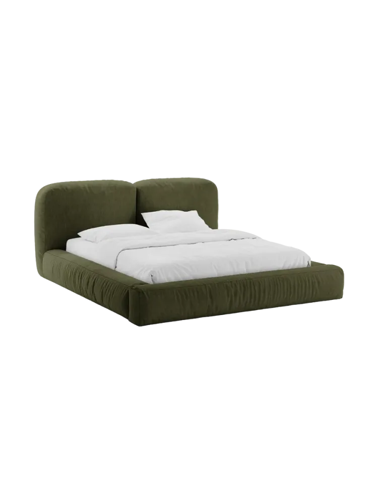 Design Polsterbett „Martina“ mit Ablagefach, Strukturstoff Hellgrau Micadoni
