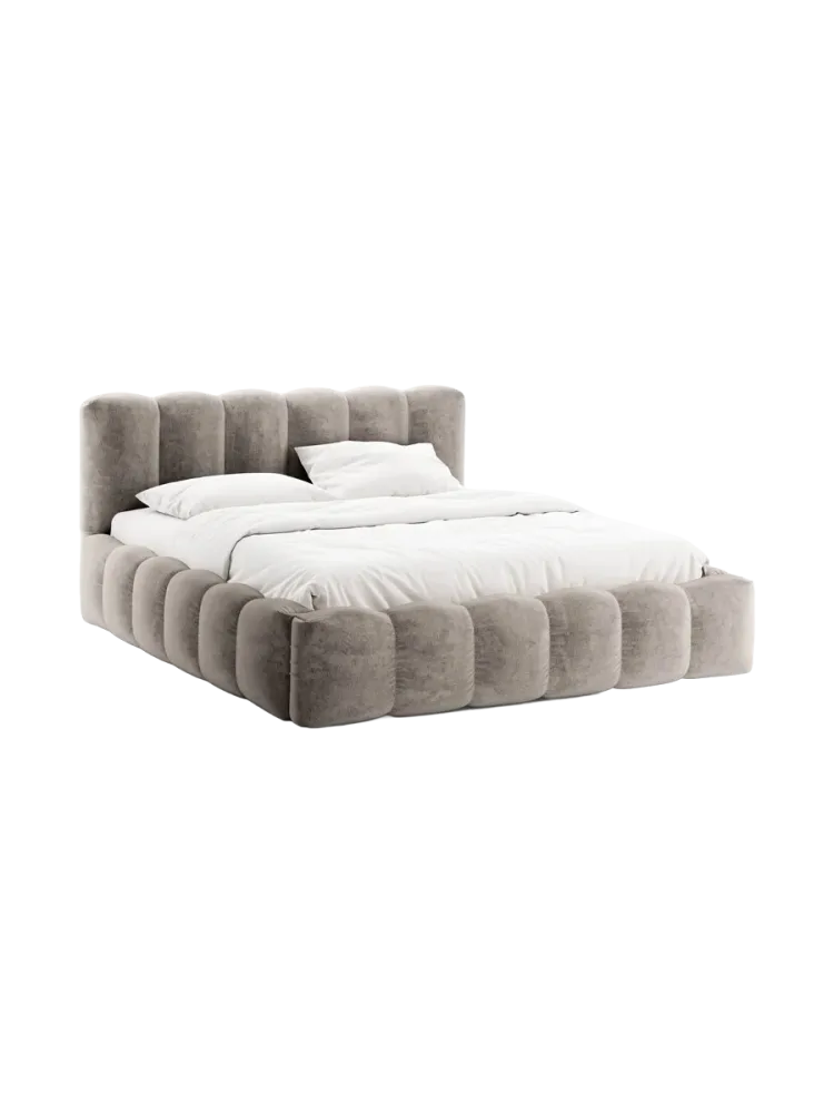 Design Polsterbett „Lupine“ mit Ablagefach - Chenille Cappuccino Chosen by Bloomingloft