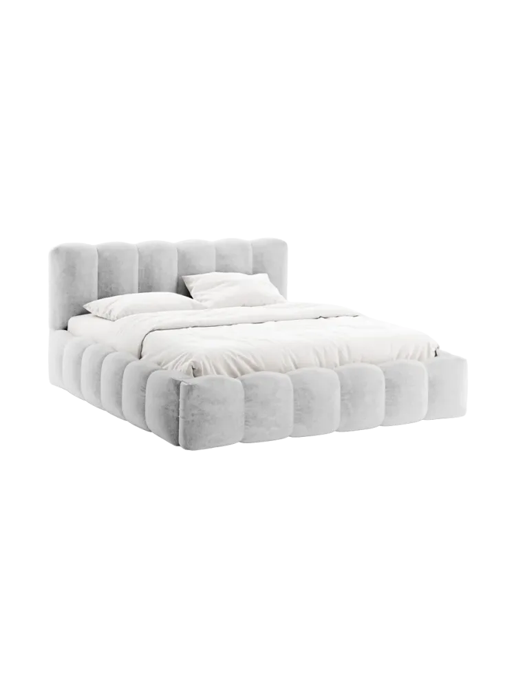 Design Polsterbett „Lupine“ mit Ablagefach - Chenille Silver Chosen by Bloomingloft