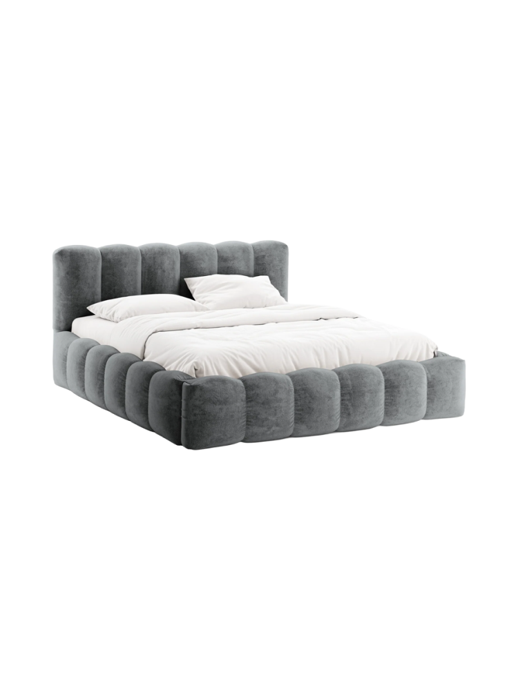 Design Polsterbett „Lupine“ mit Ablagefach - Chenille Platinum Chosen by Bloomingloft