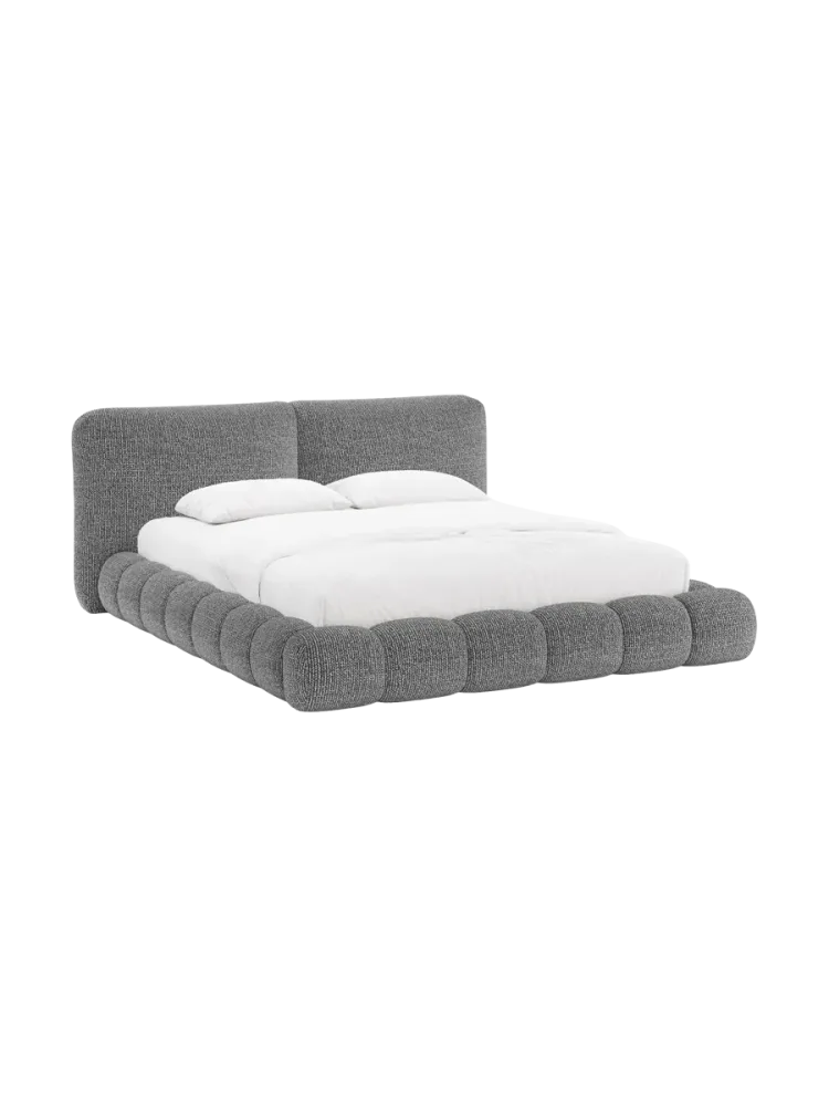 Design Polsterbett „Solange“ mit Ablagefach - Chenille Grau Chosen by Bloomingloft